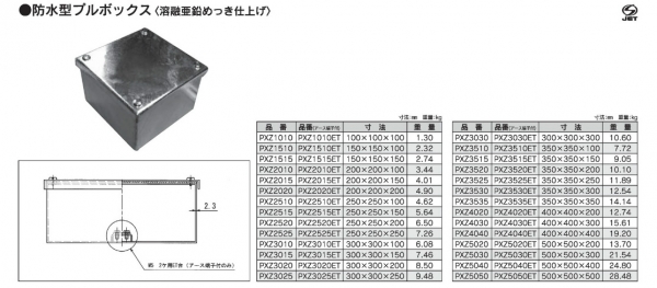 PXZ5030ET｜鉄カブセ防水プルボックス