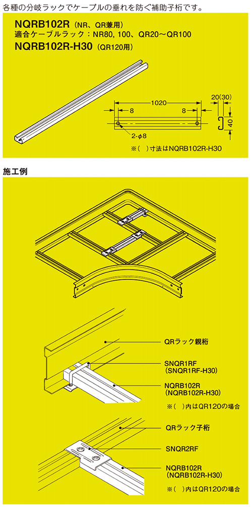 SD-NQRB102R-H30 分岐用補助子桁 ネグロス電工株式会社の通販なら電設資材の電材ネット