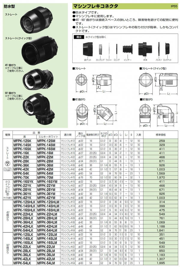 MFPK-16SLM｜マシンフレキコネクタ 10個入