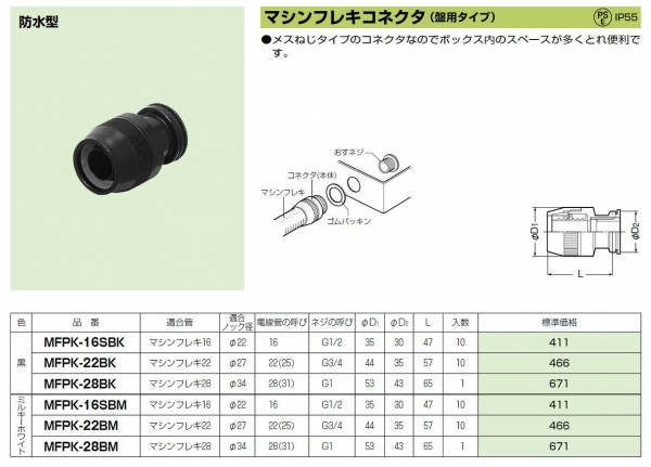 MFPK-28BM｜マシンフレキコネクタ